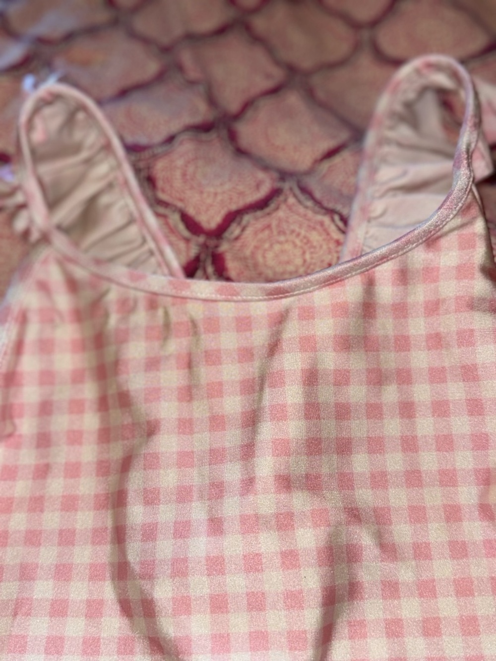 Polo Ralph lauren girls one piece swimsuit size 12 pink white gingham - Picture 3 of 5